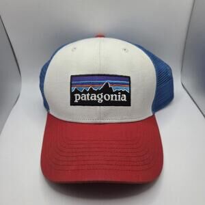 Patagonia Unisex P-6 Logo Snapback Trucker Hat, Red / White / Blue